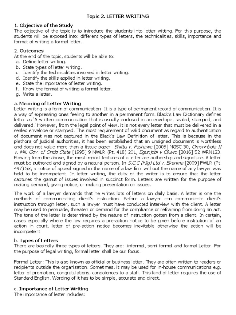 Lecture note on letter writing pdf assignment law punctuation