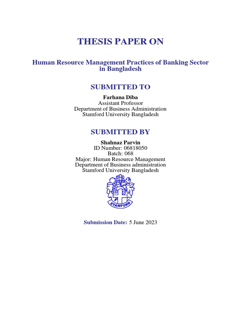 HRM Practices in Bangladesh Banking Sector | PDF