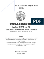 Tata Ibadah Syukur HUT Ke-42 Jemaat BETHESDA DKI Jakarta (21 Februari 2021)