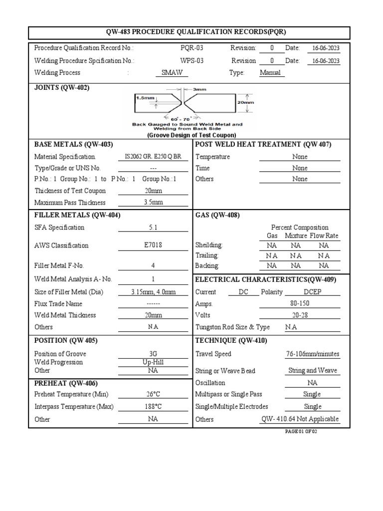 Procedure Qualification Record | PDF | Construction | Welding