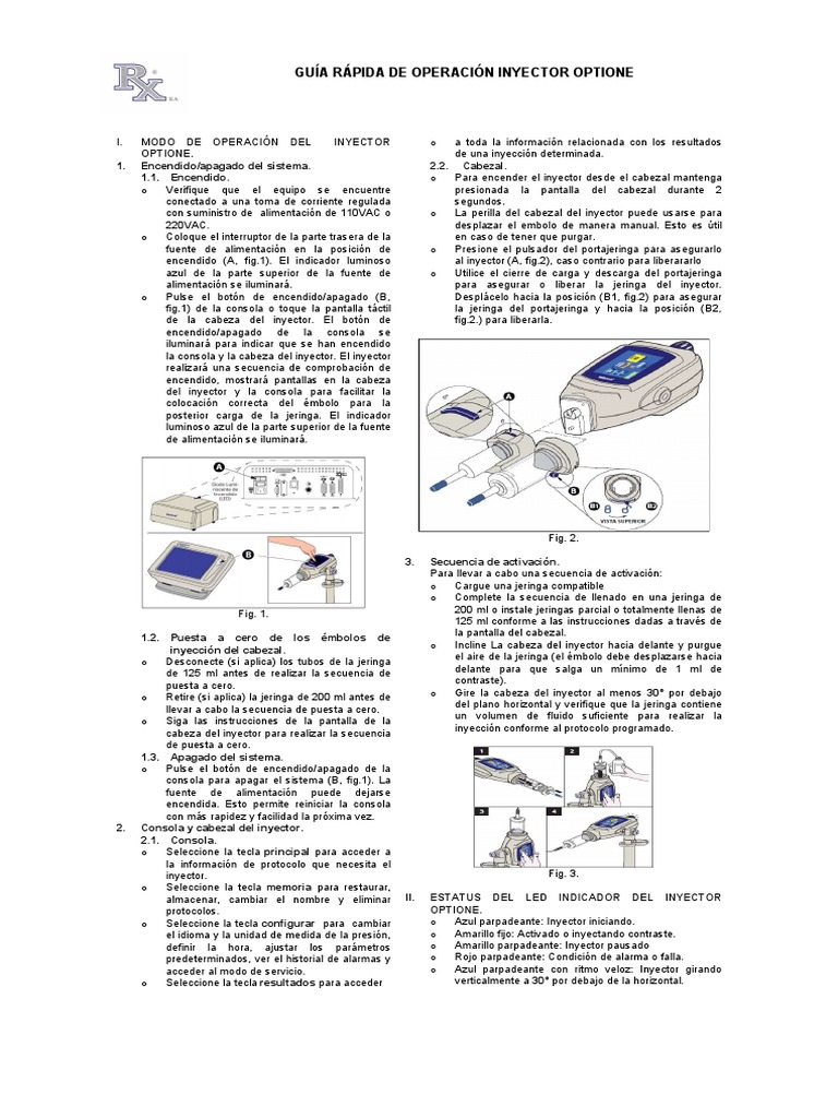 Guía de Uso del Inyector Optione | PDF