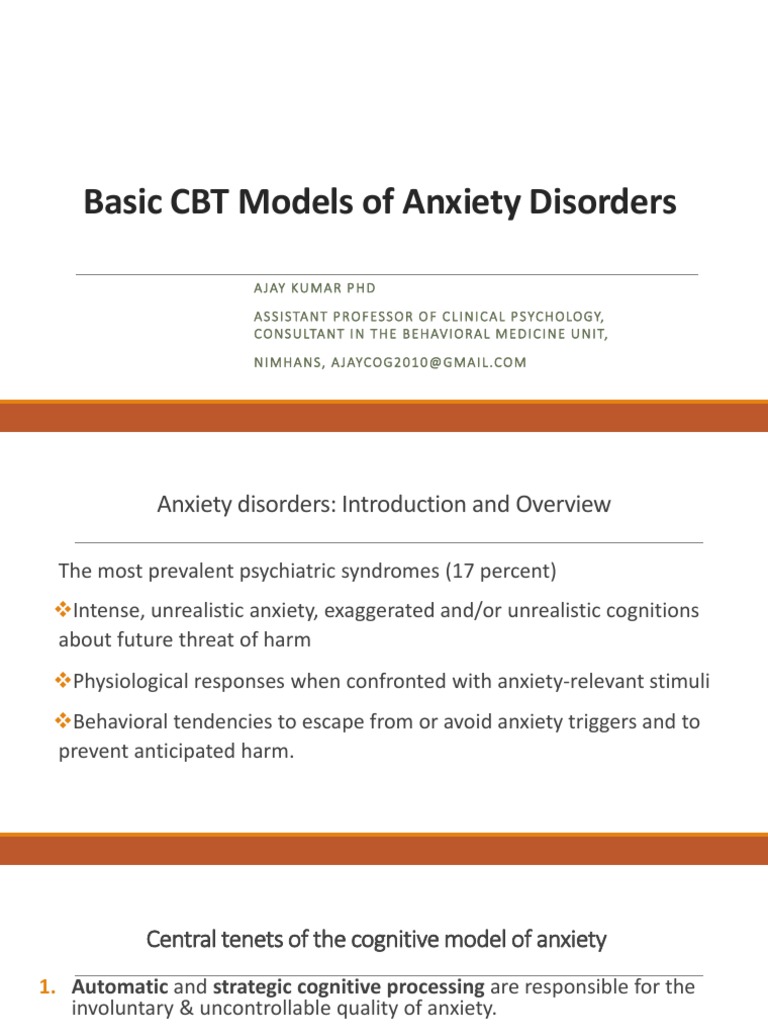 CBT MODEL ANXIETY DISORDER | PDF | Anxiety | Fear