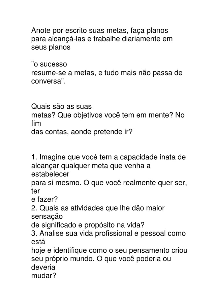 Definindo Metas Pessoais Eficazes | PDF | Vida | Tempo
