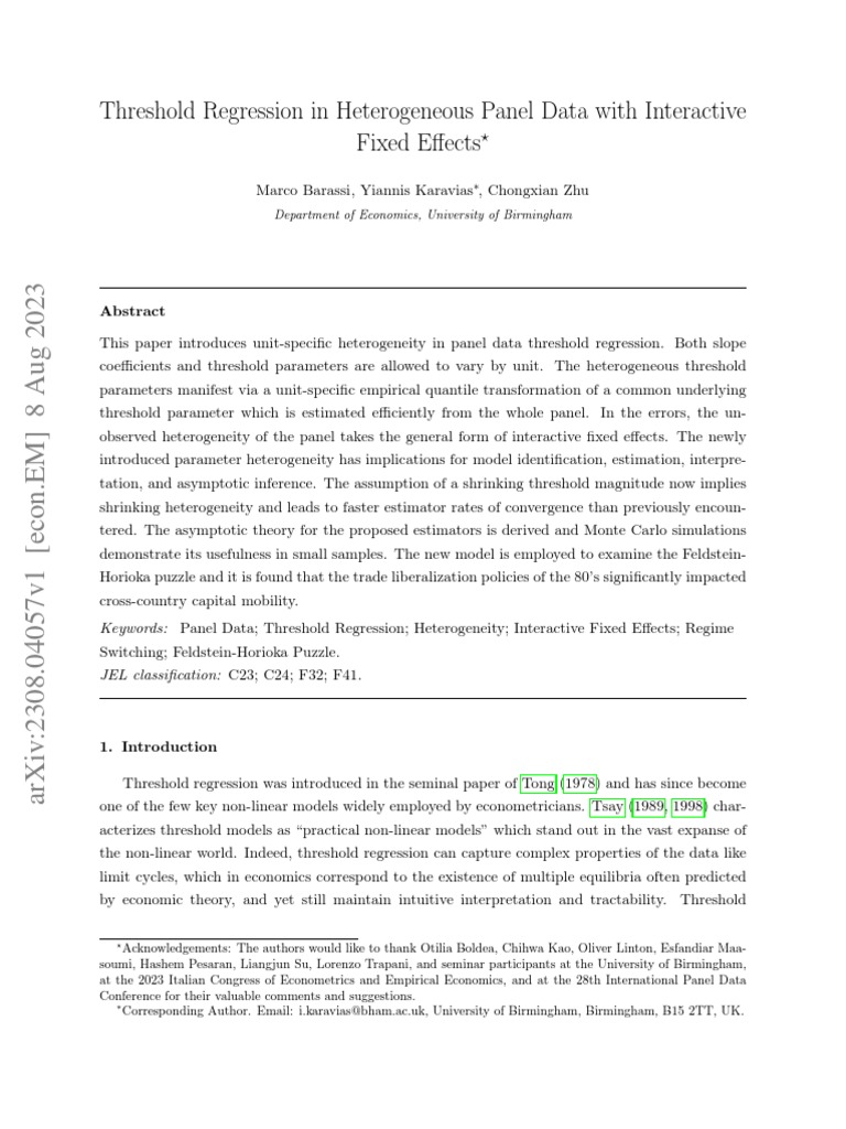 Threshold regression in heterogeneous panel data with interactive pdf
