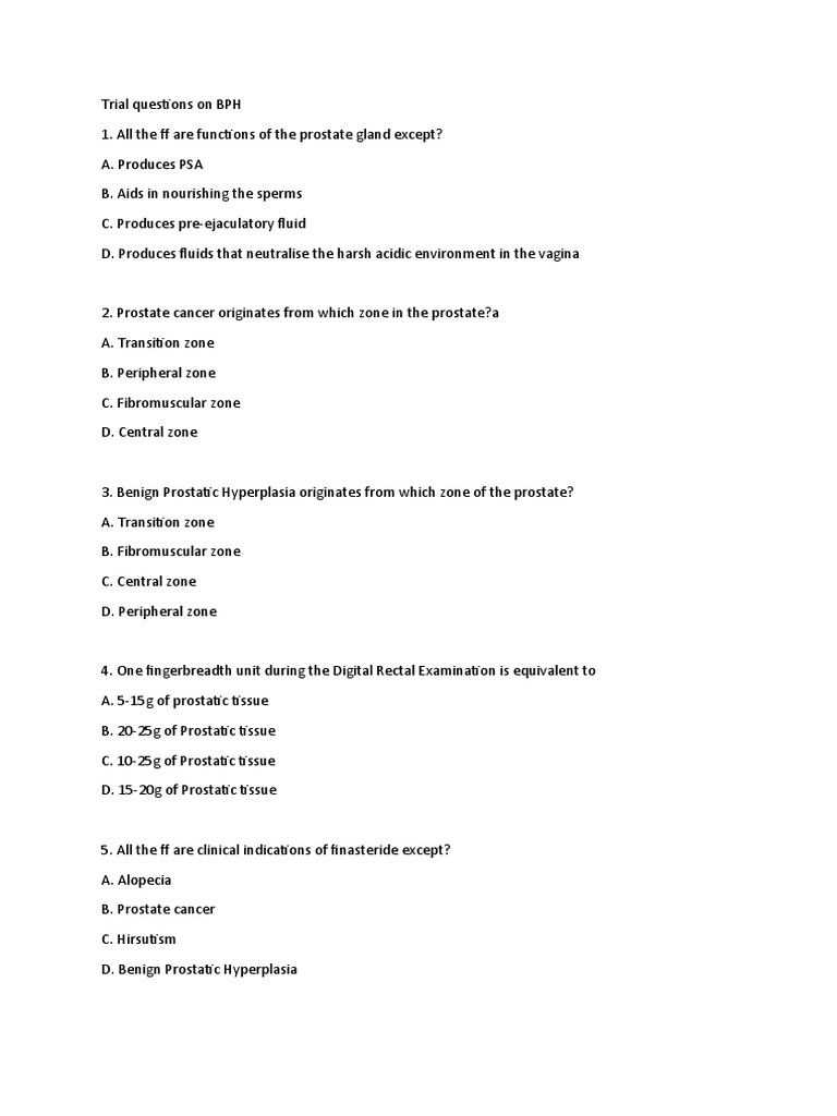 Trial Questions On BPH | PDF | Science & Mathematics