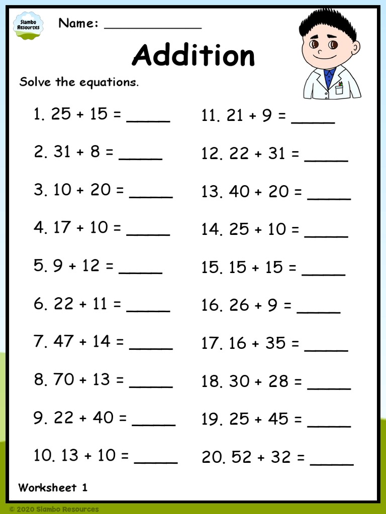 Grade 2 Addition Worksheet 1 | PDF
