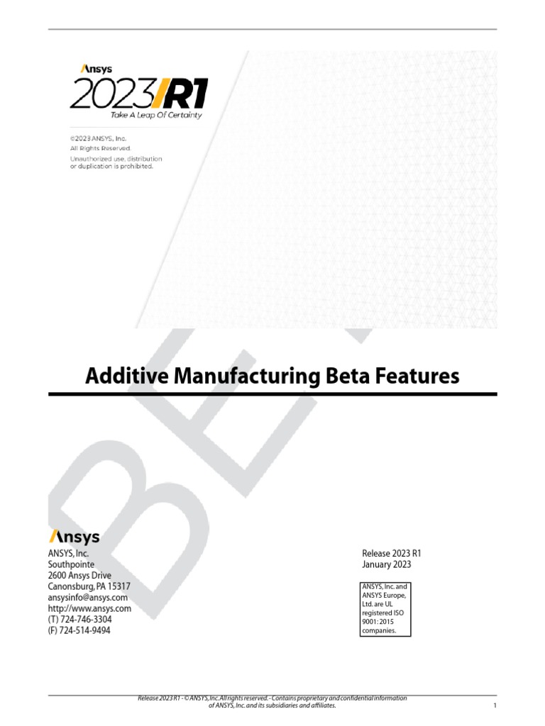 Additive Manufacturing Beta Features | PDF | Software Testing | Thermal ...