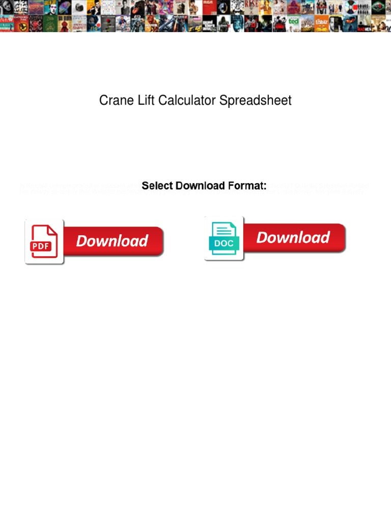 Crane Lift Calculator Spreadsheet PDF Crane (Machine) Spreadsheet