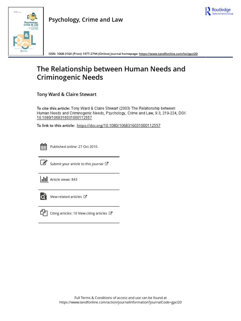 The Relationship Between Human Needs and Criminogenic Needs | PDF ...