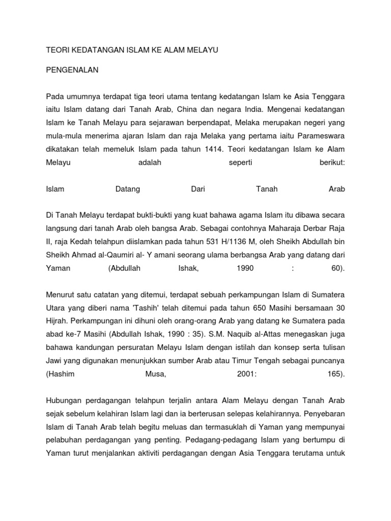 Teori Kedatangan Islam Ke Alam Melayu Pdf