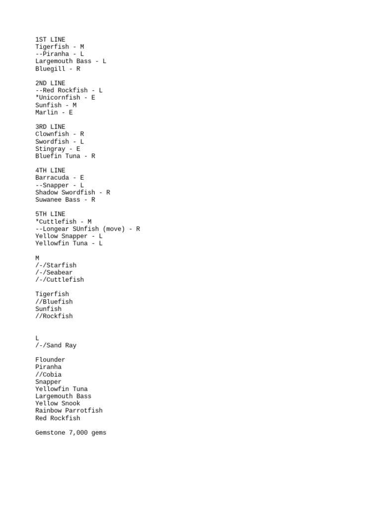 Fish Species and Rarity Guide | PDF