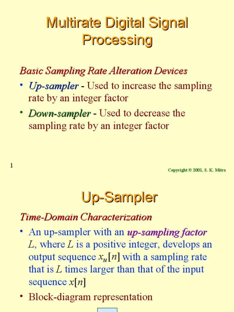 Multirate Dsp Presentation Sampling (Signal Processing) Low Pass Filter
