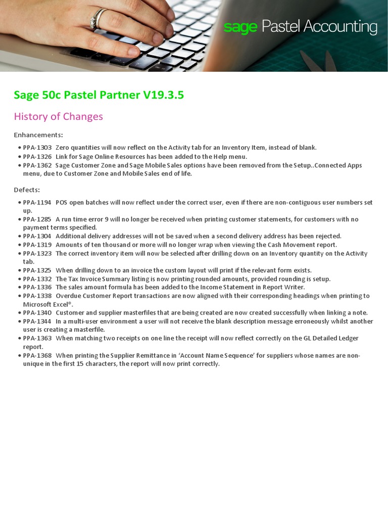 Pastel Partner Accounting V19 3 5 History of Changes PDF