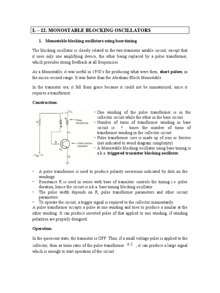 L 22 Monostable Blocking Oscillators PDF