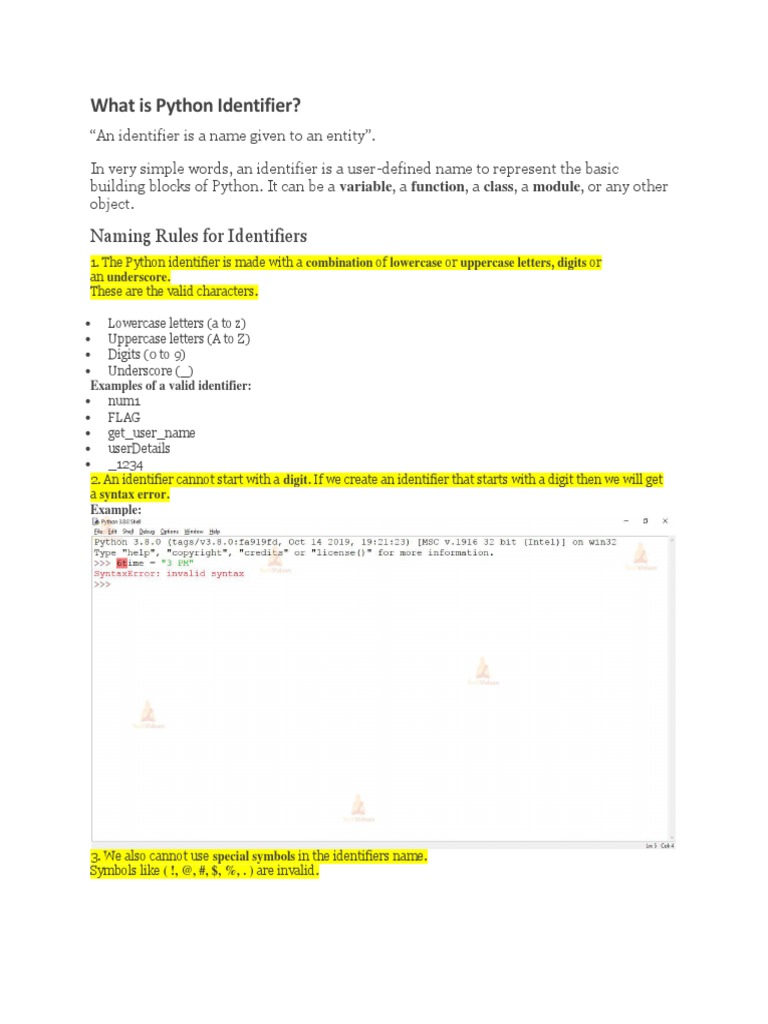 What Is Python Identifier | PDF