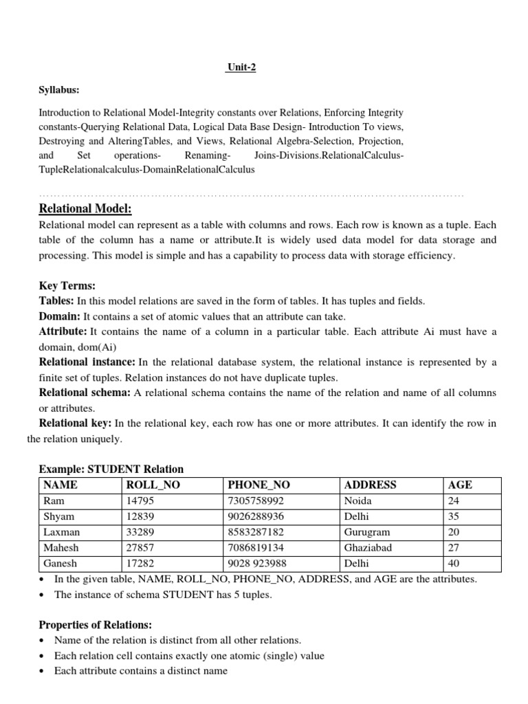 UNIT 2 DBMS - Print | PDF