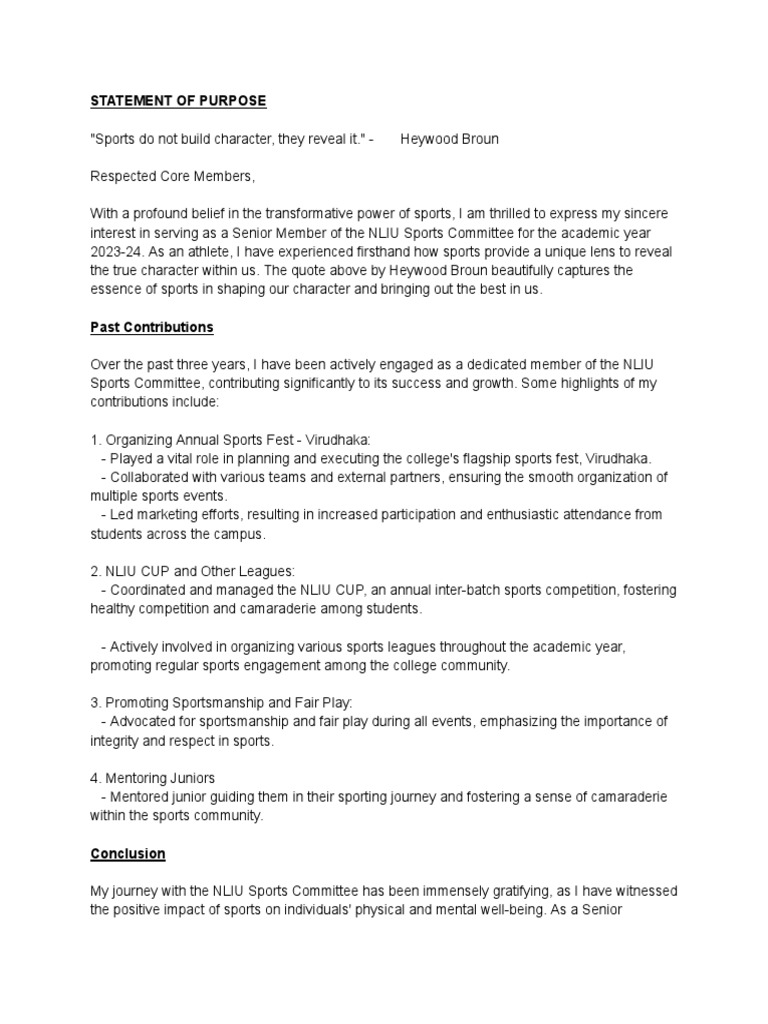SOP - Sports Commitee | PDF