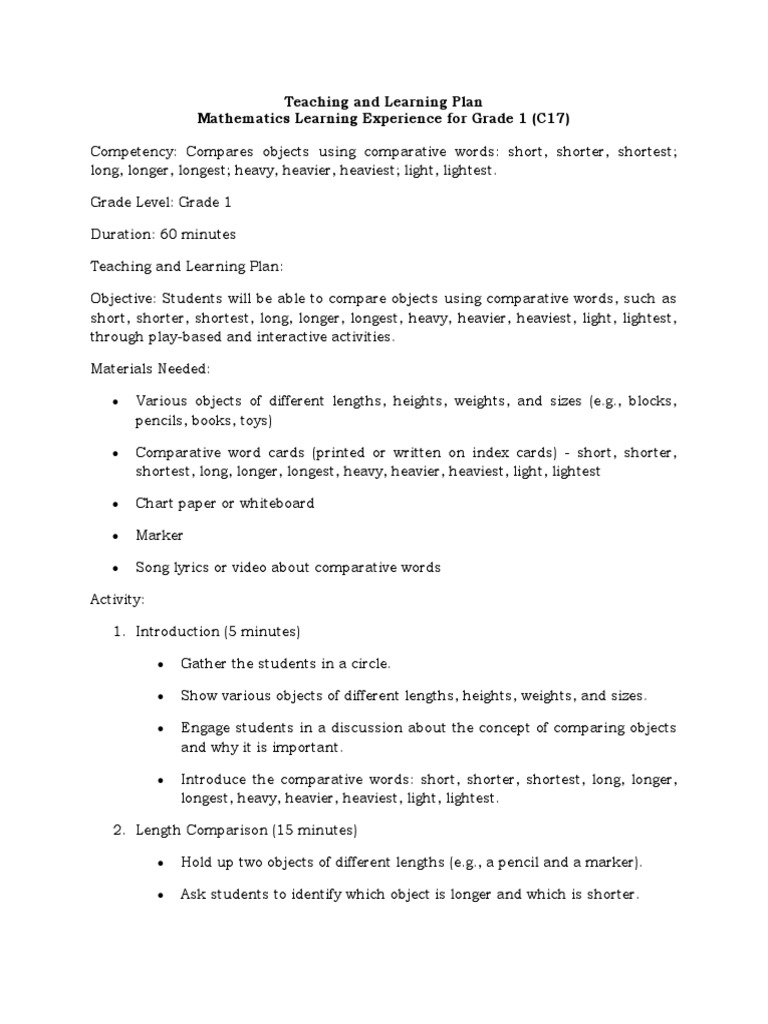 Grade 1tl Plan C17 Download Free Pdf Behavior Modification Learning