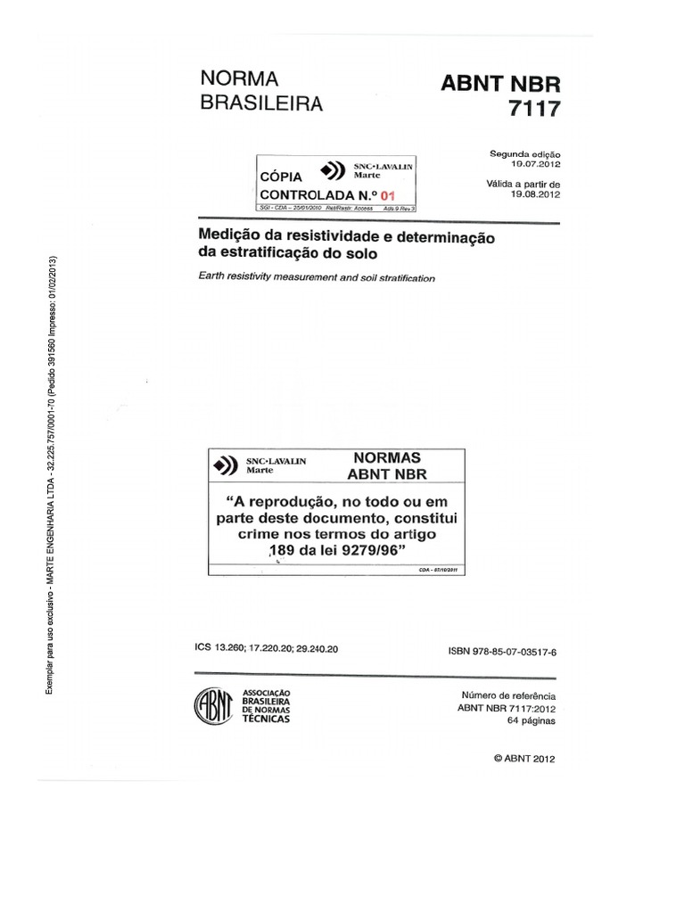 ABNT-NBR 7117 Medição de Resistividade | PDF