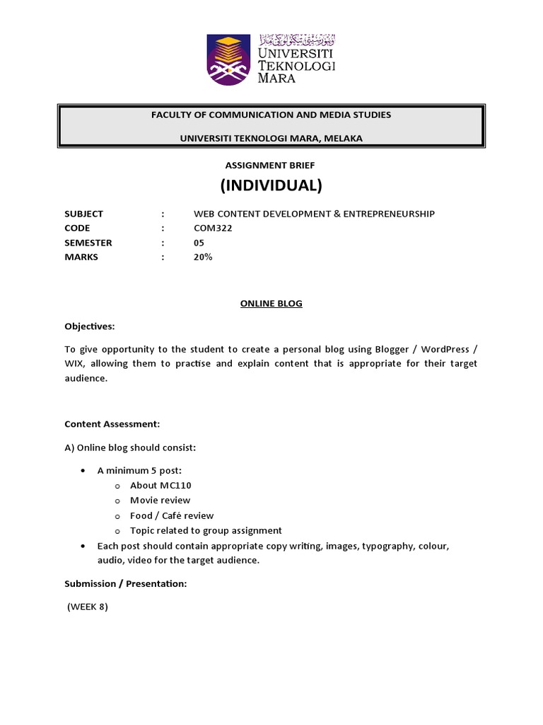 Web Content Development Assignment Guide | PDF