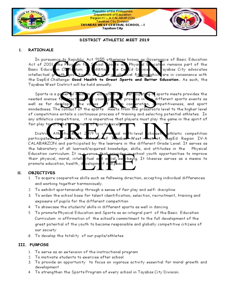 District Athletic Meet 2019 Overview | PDF | Teachers | Sports