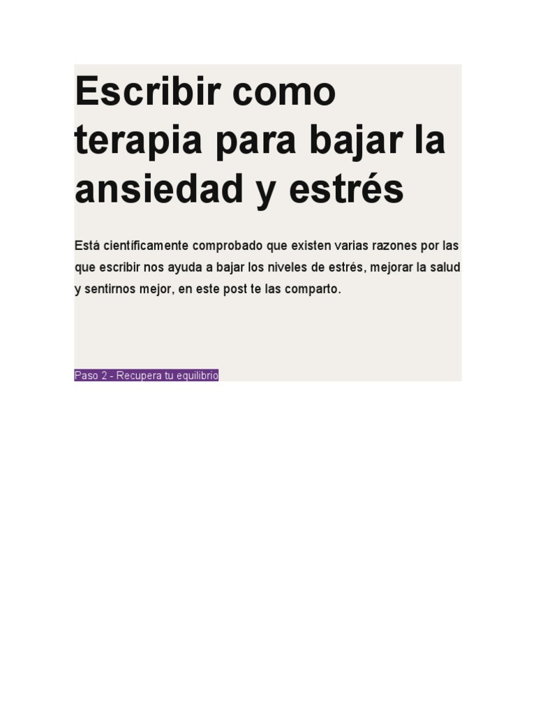 Escritura Terapeutica Para Colocar En La Agenda Alanna Pdf Las