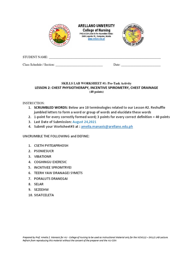 Lesson 2 Chest Physiotherapy Incentive Spirometry Chest Drainage Pdf