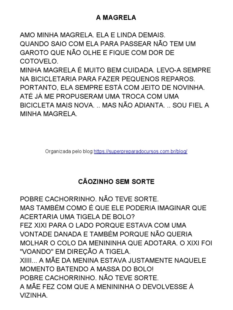 Parte 2 Textos para Fluência de Leitura. | PDF | Educação Especial ...