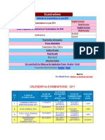 Calendar For Examinations - 2011