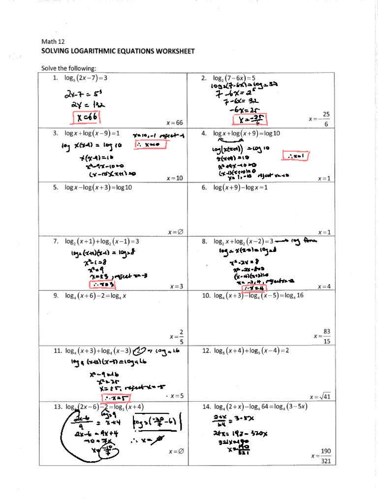 Solving_Logarithmic_Equations_Worksheet | PDF