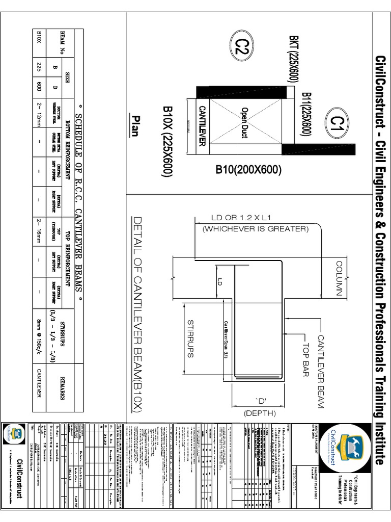 Cantilever Beam Drawing Pdf Beam Structure Building Engineering