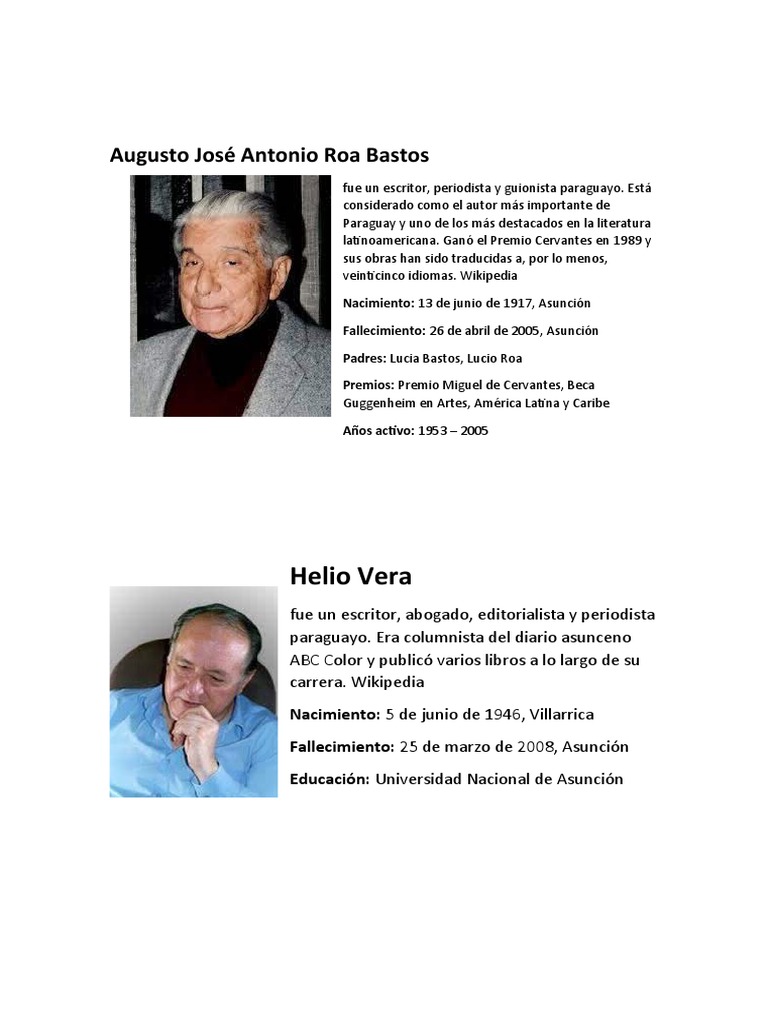 Biografías de Escritores Paraguayos | PDF | Paraguay