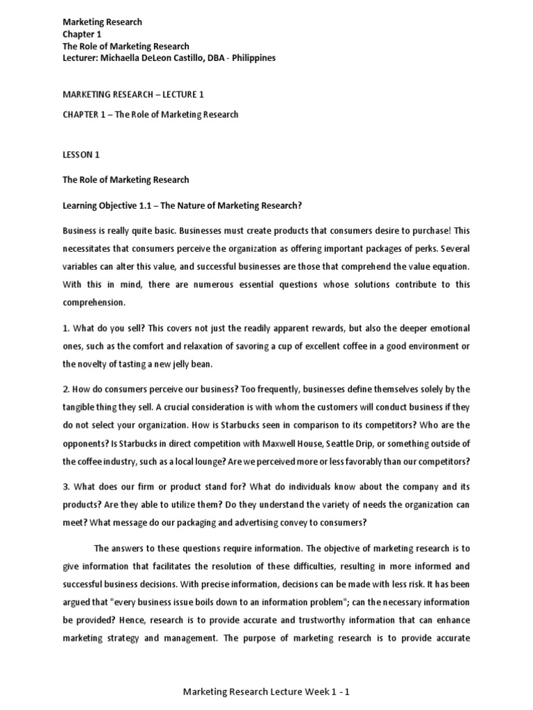 1 Marketing Research - Lecture 1 Note | PDF | Marketing | Scientific Method