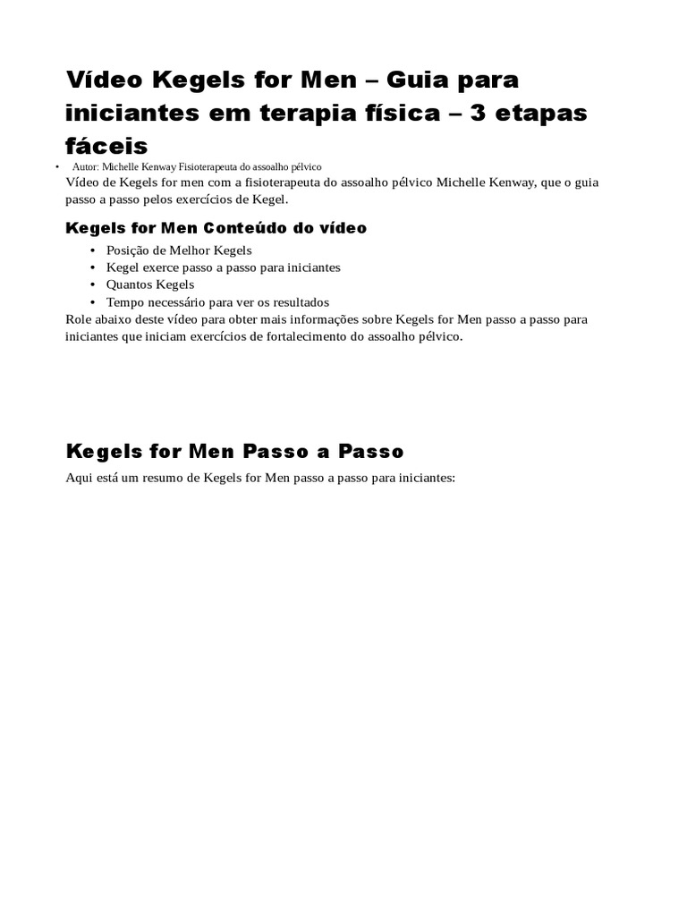 Exercícios Kegel Iniciantes | PDF