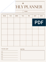 Beige Minimalist Monthly Organizer Planner