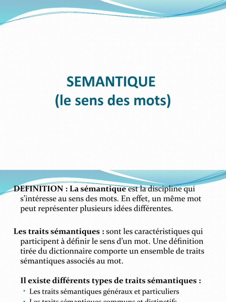 SEMANTIQUE (Le Sens Des Mots) | PDF | Définition | Sémantique