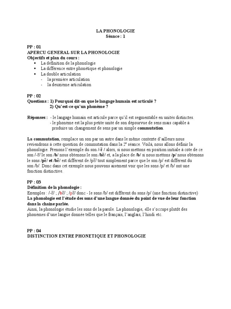 Introduction à la phonologie et ses concepts | PDF | Études des langues ...