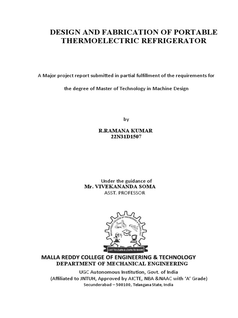 B14 Design and Fabrication of Portable Thermoelectric Refrigerator