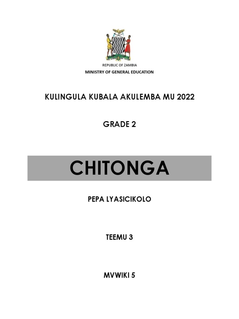Grade 2 Chitonga Curriculum 2022 | PDF