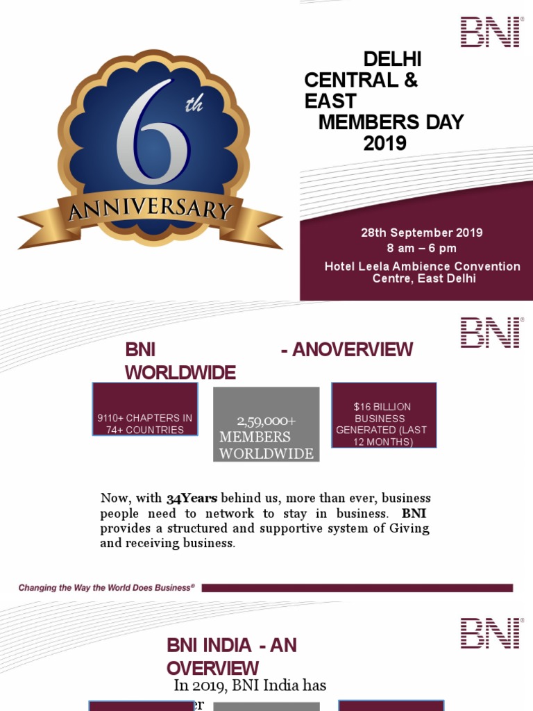 BNI Delhi Central & East Members Day 2019 | PDF | Business