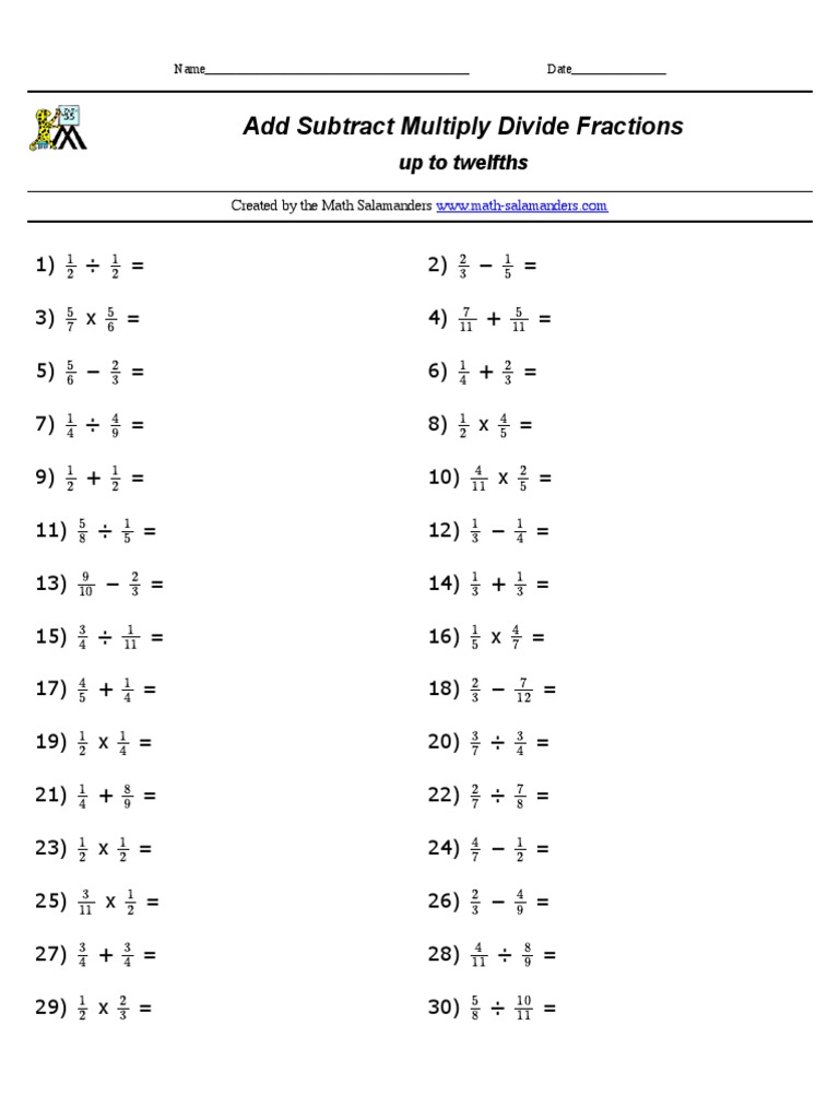add-subtract-multiply-divide-fractions-randomly-generated-pdf