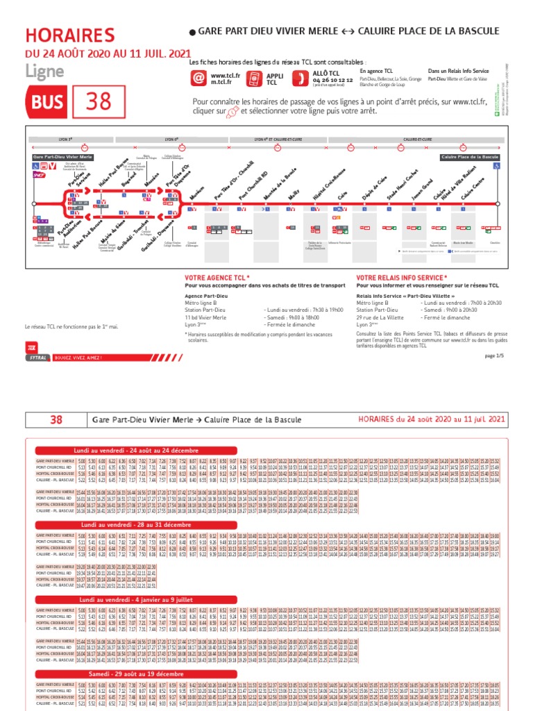 Horaires Bus Ligne 38 TCL Lyon 2025 | PDF