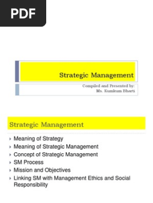 Lecture 1 Sm Strategic Management Strategic Planning - 