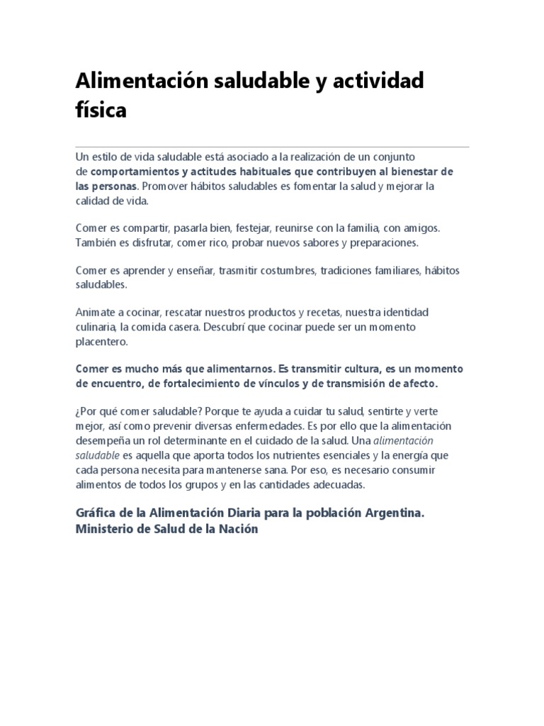 Alimentación y Actividad Física Saludable | PDF | Alimentos | Dieta