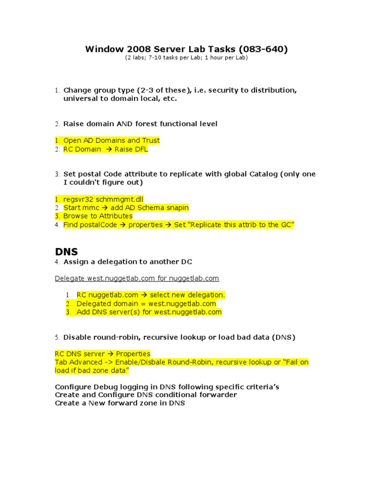 Window 2008 Server Lab Tasks | PDF | Active Directory | Domain Name System