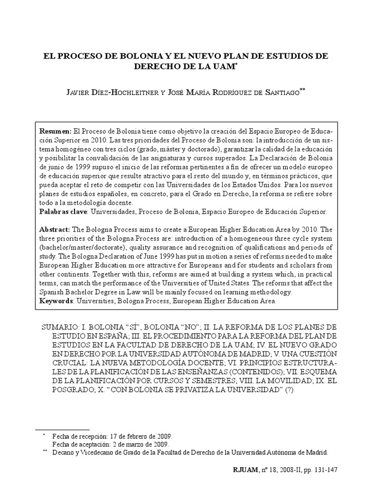 Bolonia y derecho en la uAM PDF