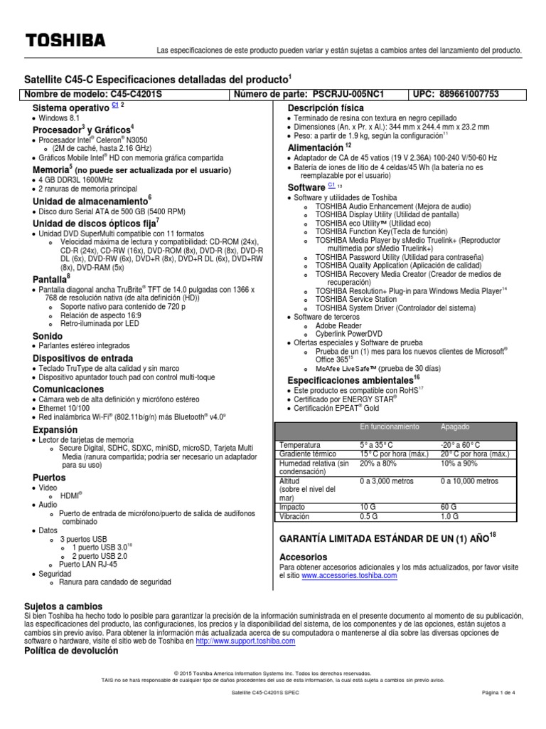 Laptop toshiba pdf microsoft computaci n de 64 bits