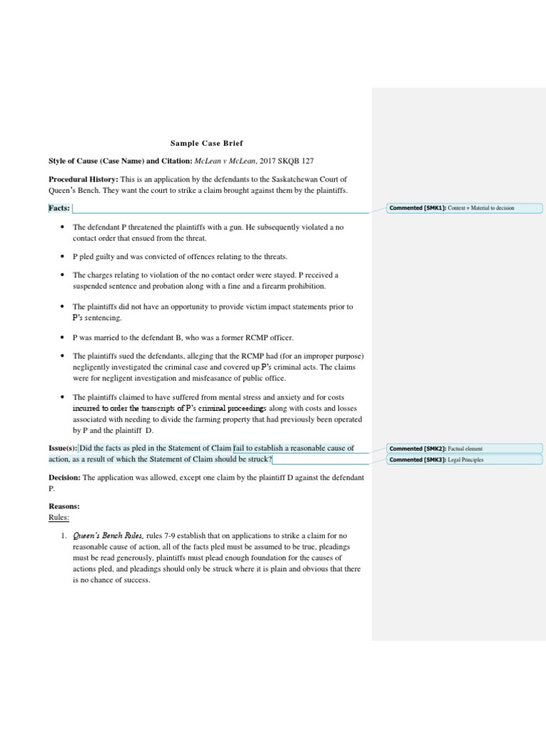 McLean V McLean Sample Brief PDF Tort Damages