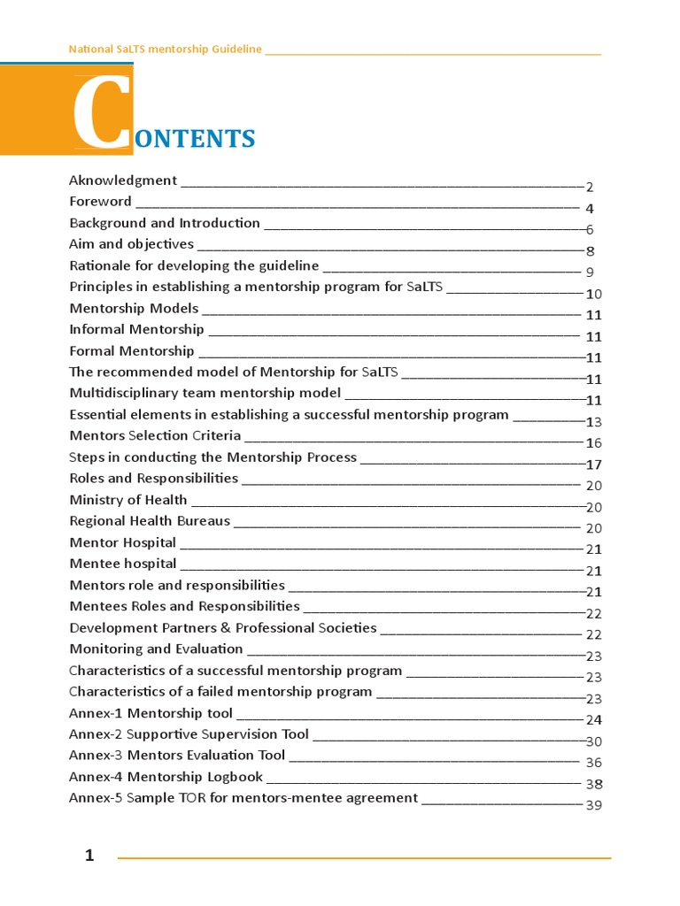 National SaLTS Mentorship Guideline | PDF | Mentorship | Surgery