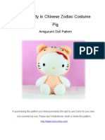 Patrón de Amigurumi Hello Kitty Disfras de Cerdo